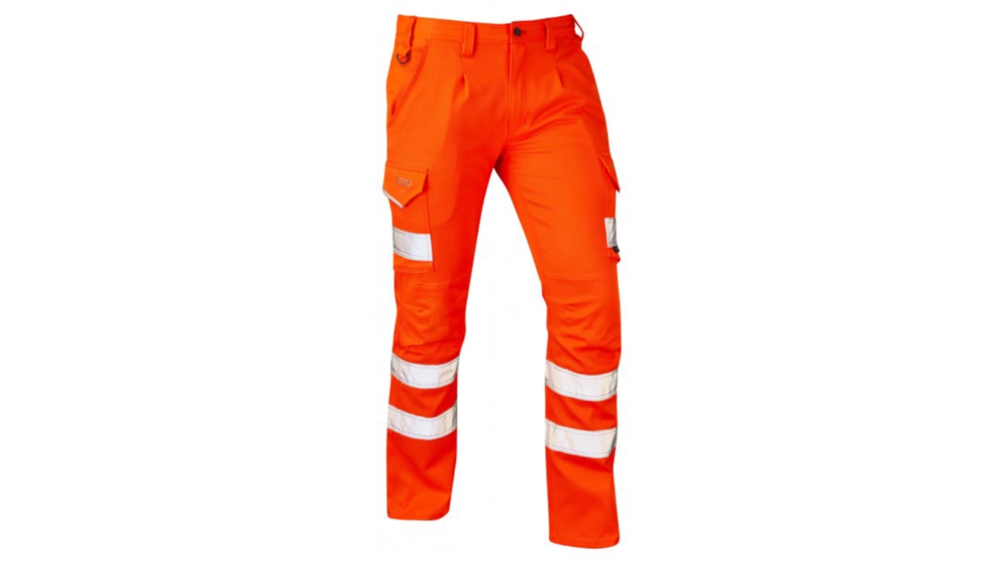Pantalon haute visibilité Leo Workwear CT04O, taille 30pouce, Orange, Haute visibilité
