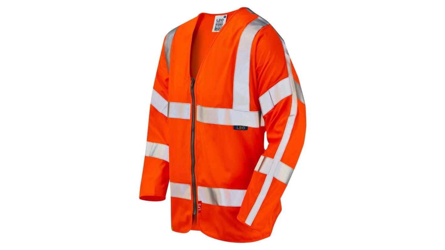 Gilet haute visibilité Orange Propagation de la flamme limitée EN14116:2015 Leo Workwear, taille XXL, Fermeture éclair