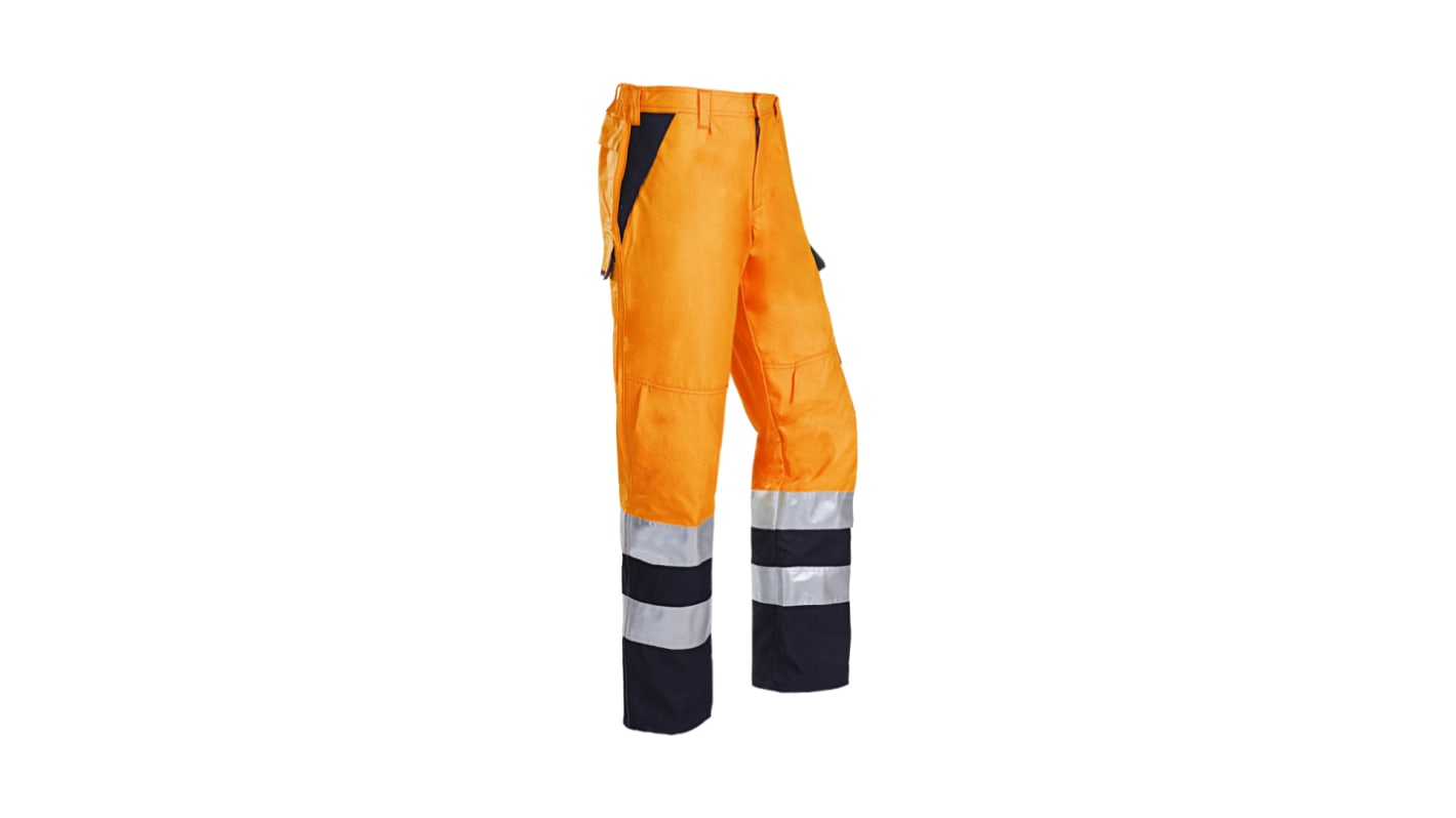 Sioen 022V Orange/Navy Flame Retardant Hi Vis Trousers, 102 to 106cm Waist Size