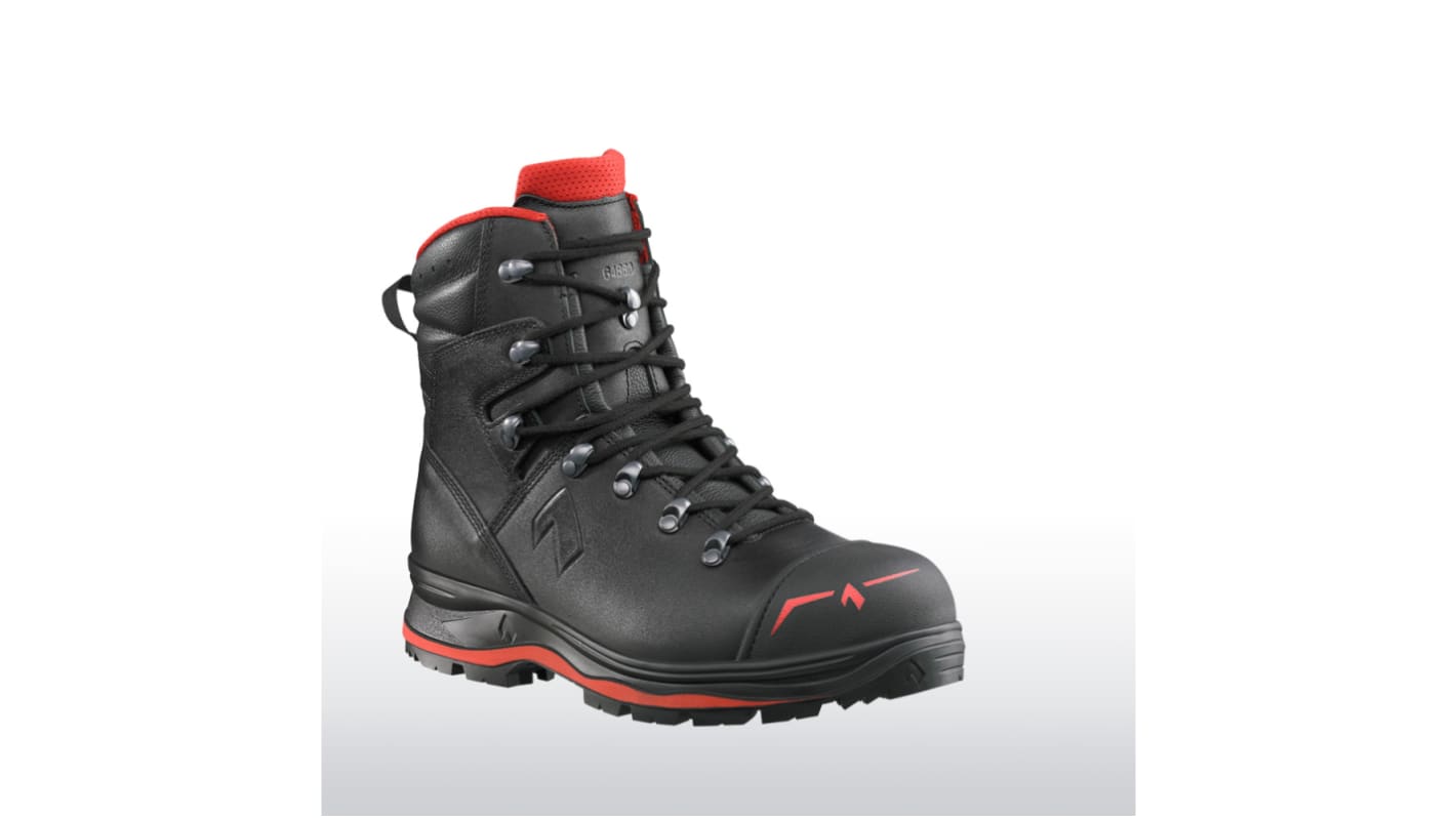 Haix 602017, Sicherheitsstiefel Schwarz/Rot, mit Stahl-Schutzkappe, Größe 44 / UK 10