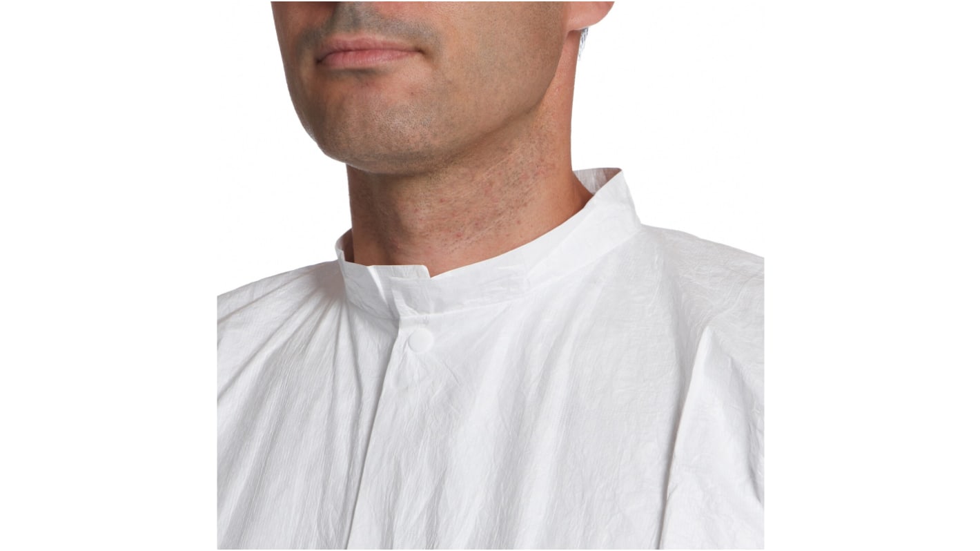 Lab Coat Tyvek White Collar Zipper With