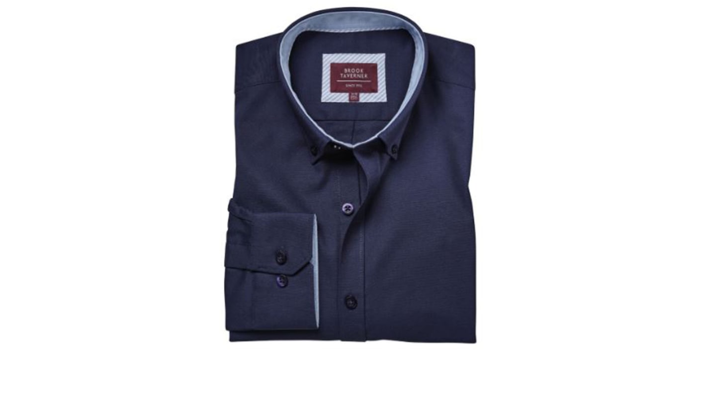 Camicia Blu Navy Brook Tavener 4052 da Uomo, in Cotone, Elastane