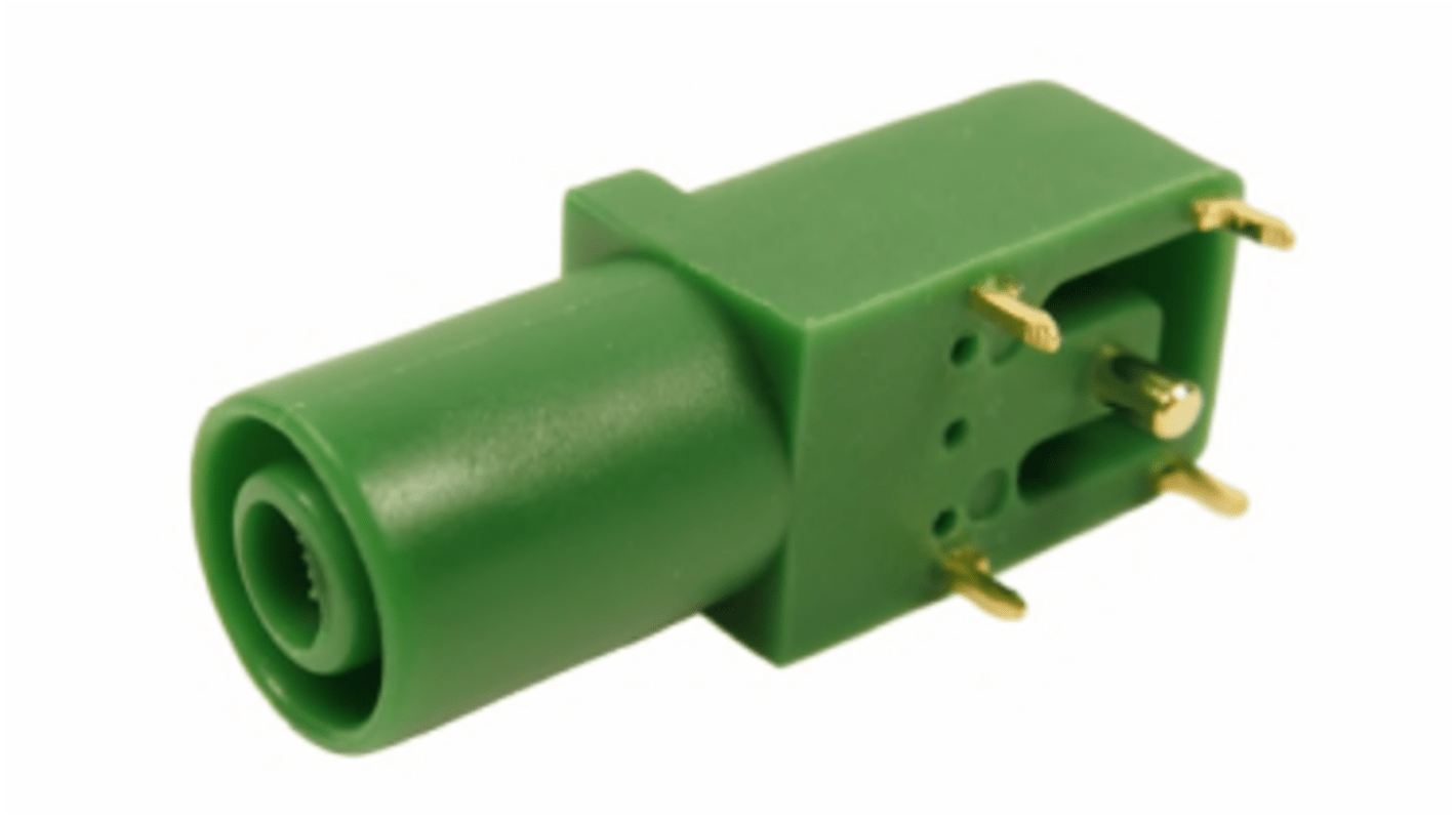 RS PRO Green Female Banana Socket, 4 mm Connector, Solder Termination, 24A, 1000V, Gold Plating