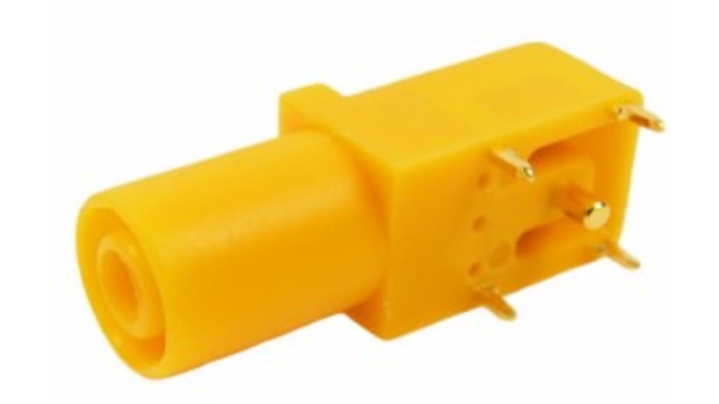 Conector banana hembra Hembra, 24A, 1000V, Contacto Oro, Amarillo