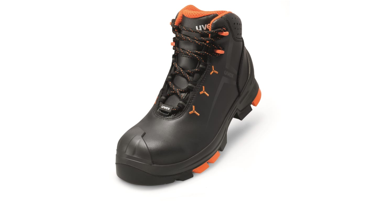 Uvex U6503 Black/Orange ESD Safe Composite Toe Capped Unisex Safety Boots, UK 10, EU 44