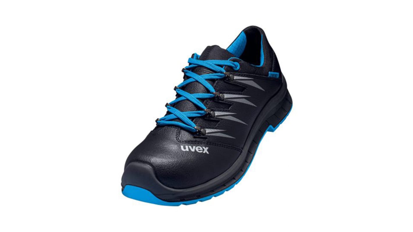 Uvex Uvex 2 Unisex Black, Blue Stainless Steel  Toe Capped Safety Shoes, UK 8, EU 42