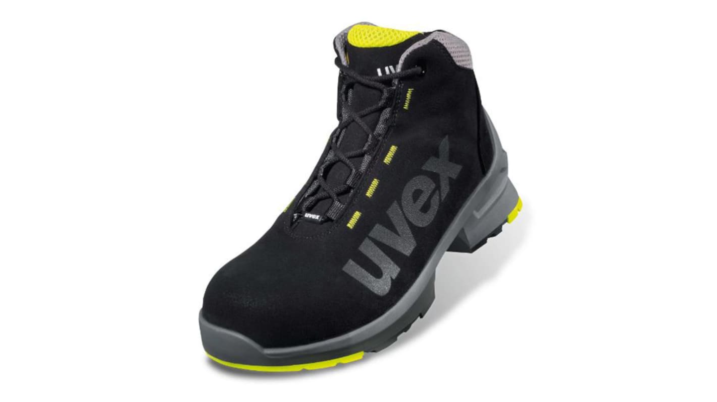 Uvex 1 Black/Lime ESD Safe Non Metal Toe Capped Men, Women Safety Boots, UK 14, EU 49