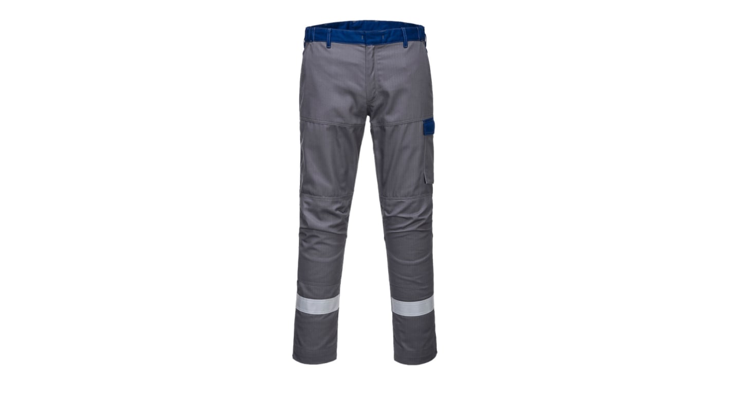 Pantalon Portwest FR06, 88cm, Gris en Coton, polyester, Retardateur de flamme