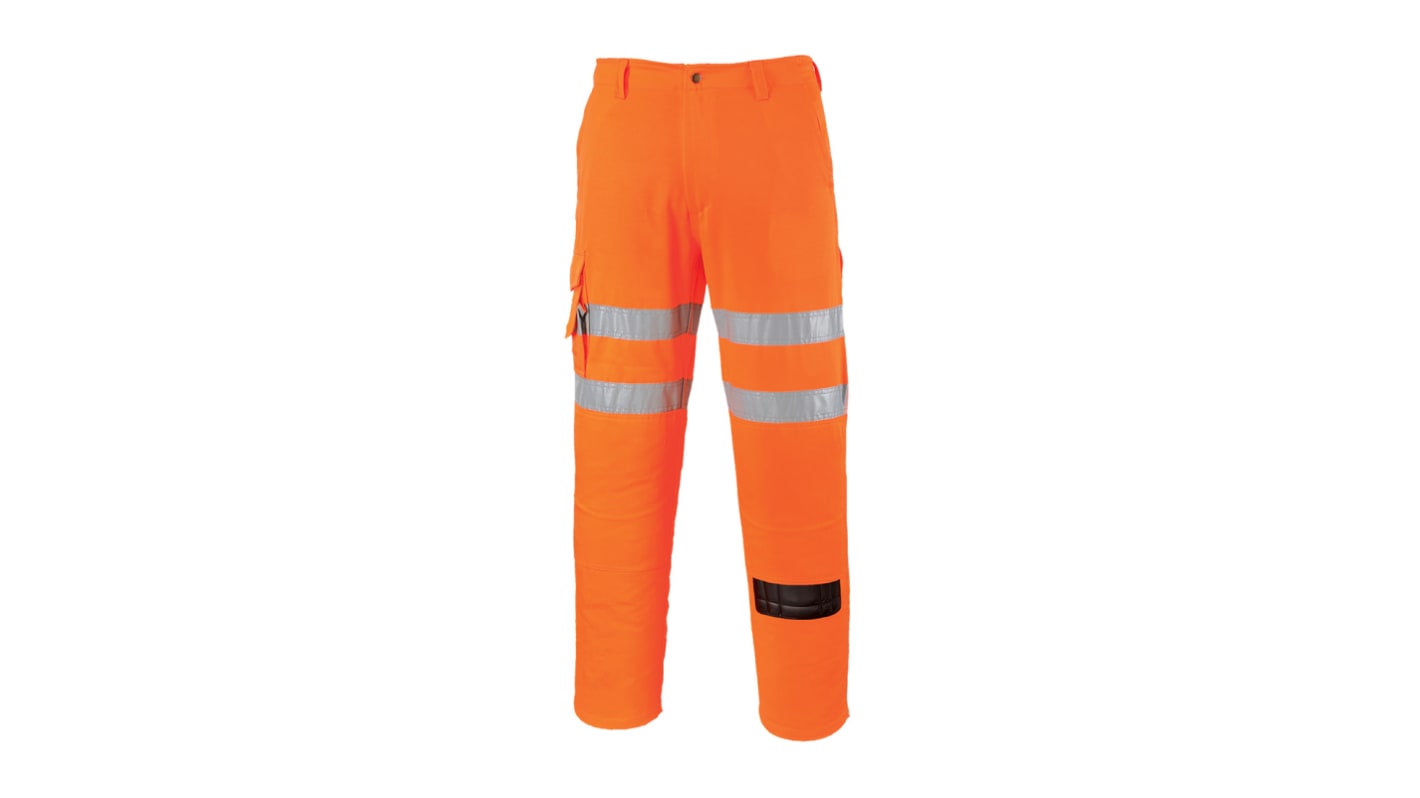 Portwest RT46 Orange Stain Resistant Hi Vis Trousers, 46in Waist Size
