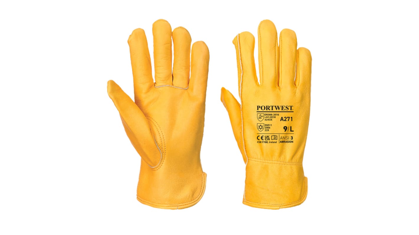 Portwest Yellow Construction Gloves, Size 10, XL