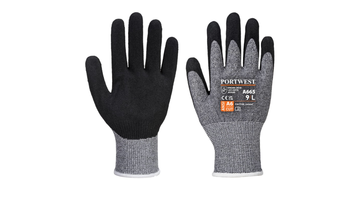 Gants Portwest taille 8, Résistant aux coupures, 1 Paire, Gris