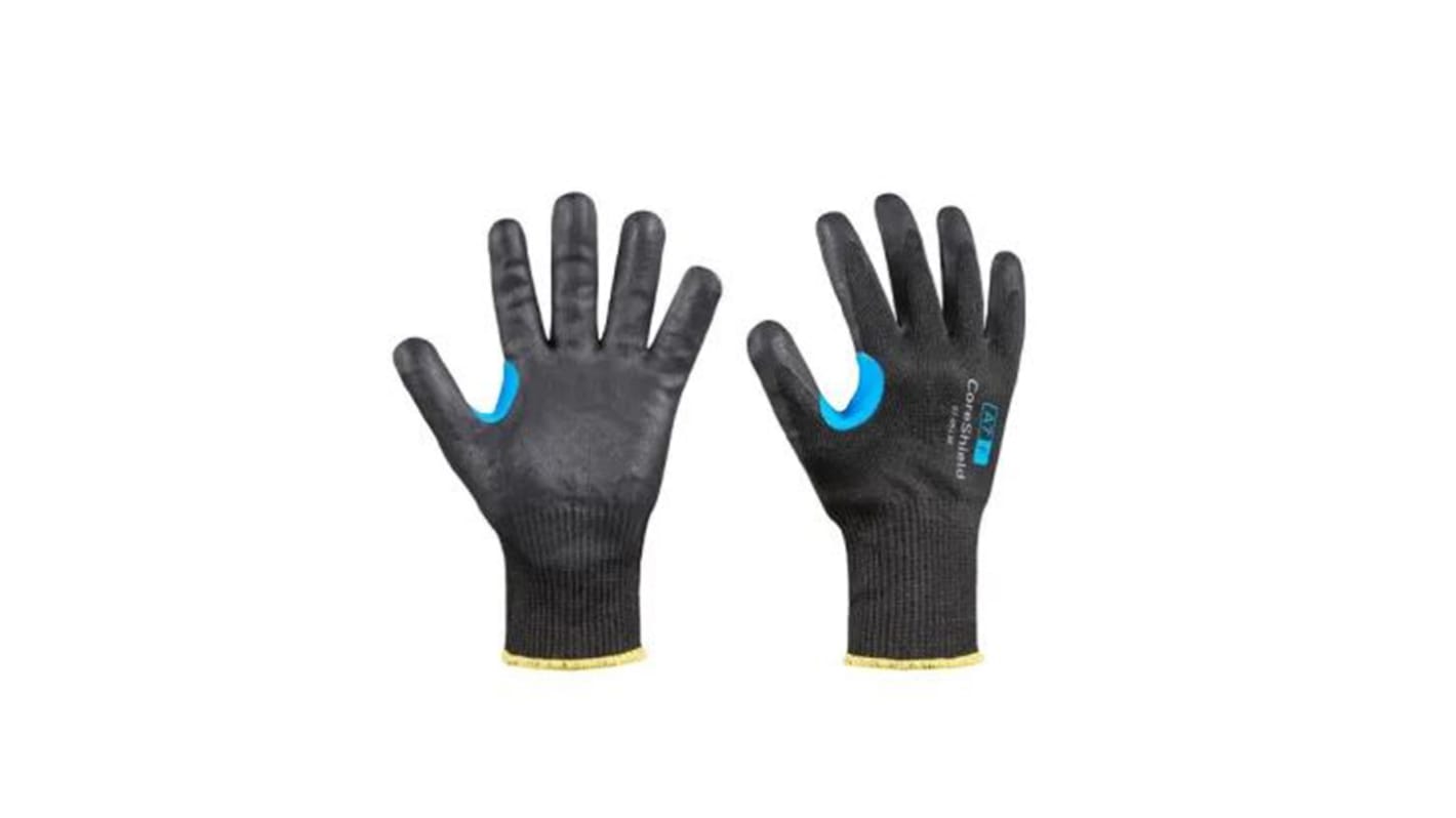 CORESHIELD Black HPPE Cut Resistant Work Gloves, Size S, Nitrile Foam Coating