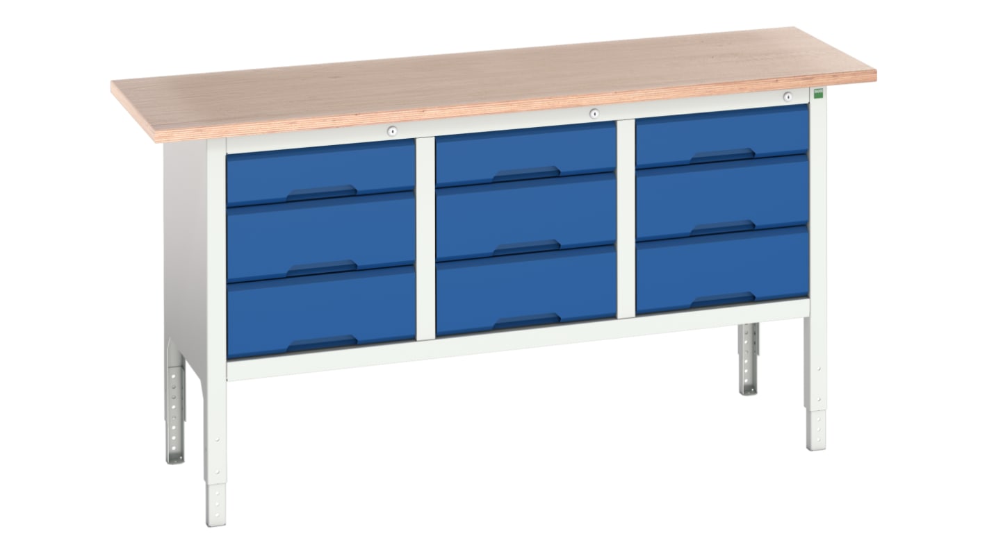 Bott Steel Workbench, Adjustable Height, 830 → 930mm x 1750mm x 600mm