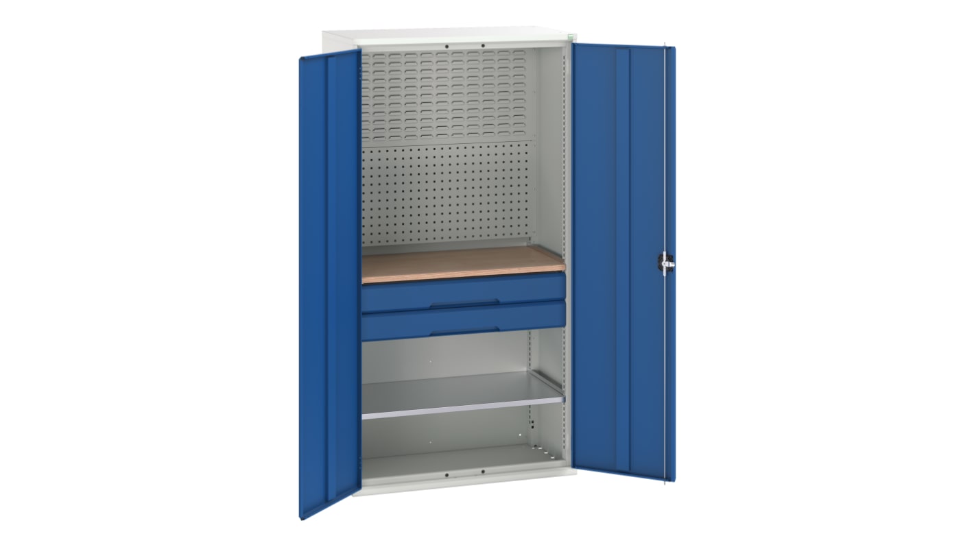 Bott Schrank, Typ Bestückter Schrank,  Bodenmontage, 2 Tür/en, 1 Regal/e, 2 Schublade/n,  Verriegelbar, Stahlblech