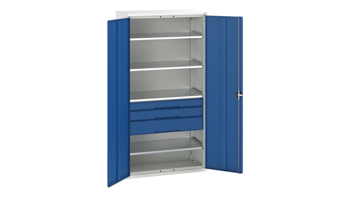 Bott Schrank, Typ Bestückter Schrank,  Bodenmontage, 2 Tür/en, 4 Regal/e, 3 Schublade/n,  Verriegelbar, Stahlblech