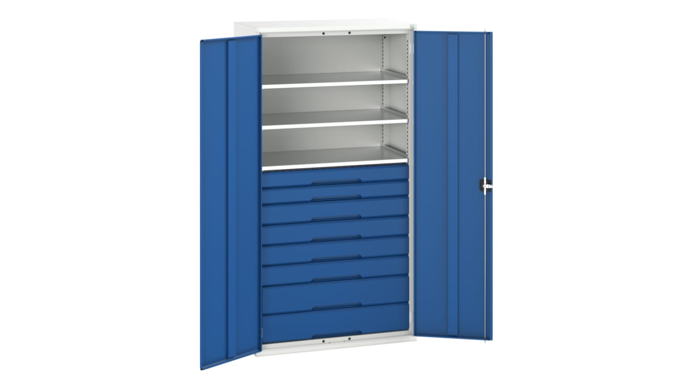 Bott Schrank, Typ Bestückter Schrank,  Bodenmontage, 2 Tür/en, 3 Regal/e, 8 Schublade/n,  Verriegelbar, Stahlblech