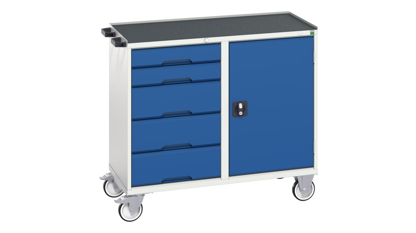 Carrello porta attrezzi con ruote Bott in Acciaio, 5 cassetti, 965mm X 1.05m X 550mm