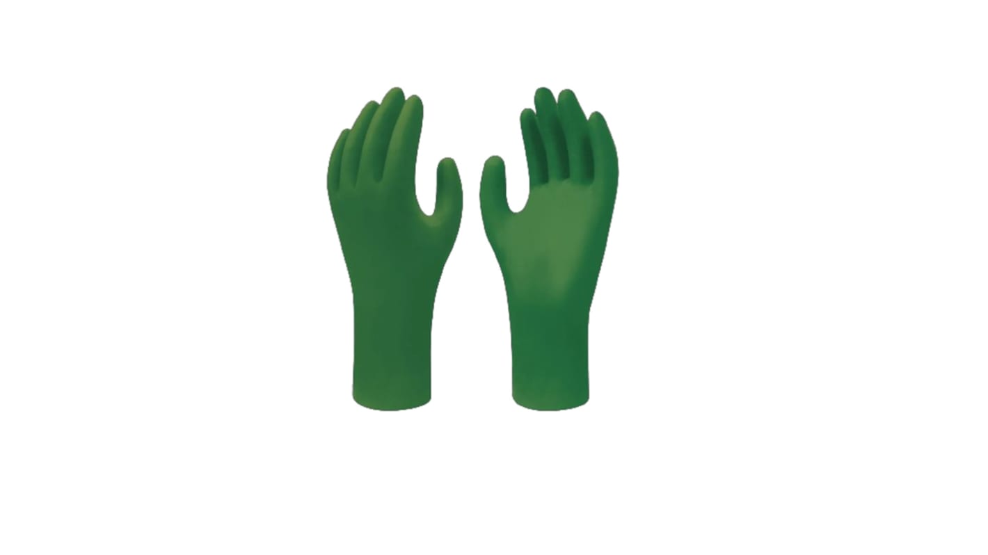 6110PF2XL Showa 6110PF Green PowderFree Nitrile Disposable Gloves, Size XXL, Food Safe, 100