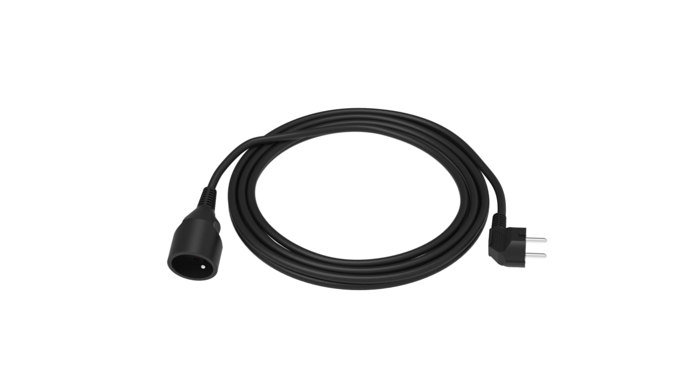 Regleta de enchufes RS PRO, long. cable 3m, 1 toma Tipo E - francés, 230V, 16A Negro, IP20