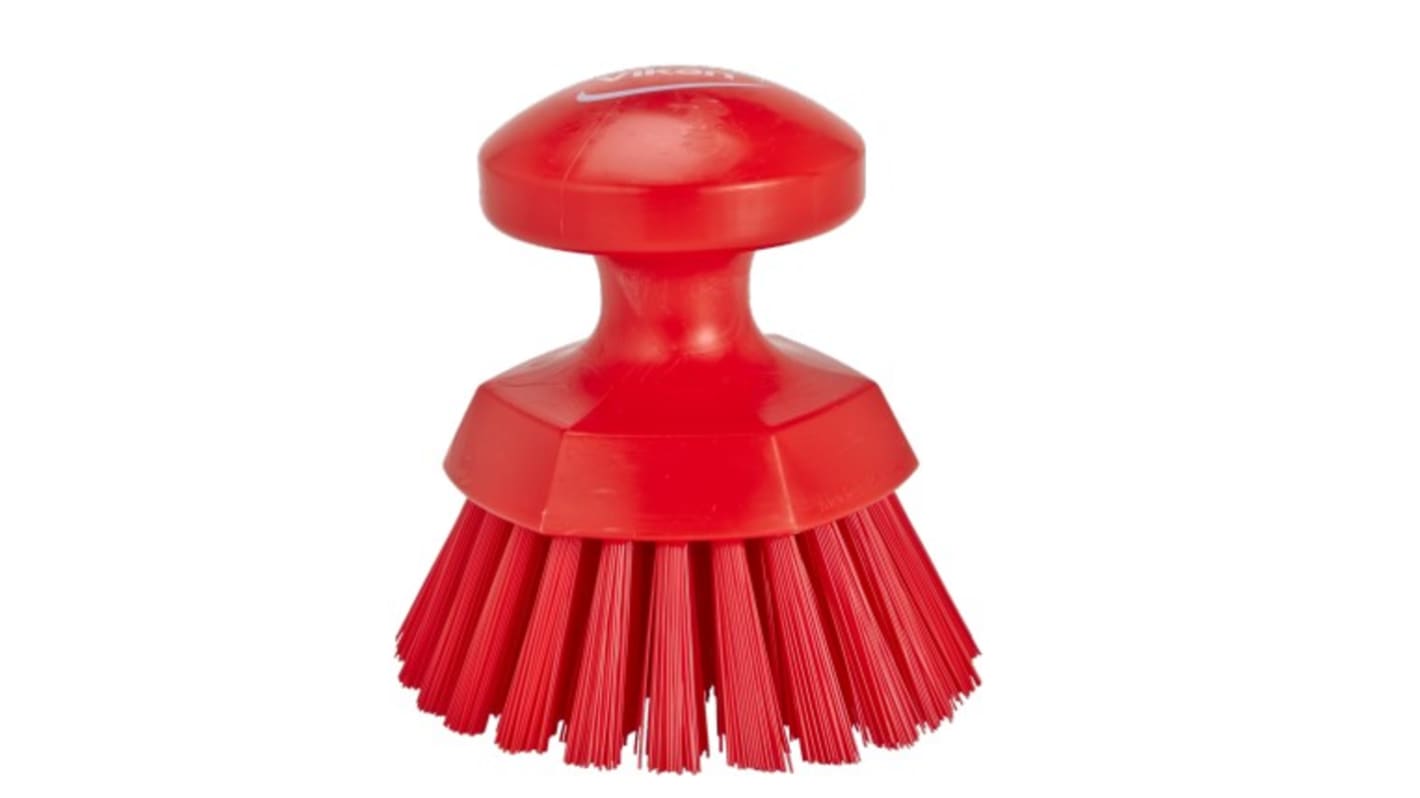 Vikan Hard Bristle Red Hand Brush, 110mm bristle length, Polyester, Polypropylene, Stainless Steel bristle material