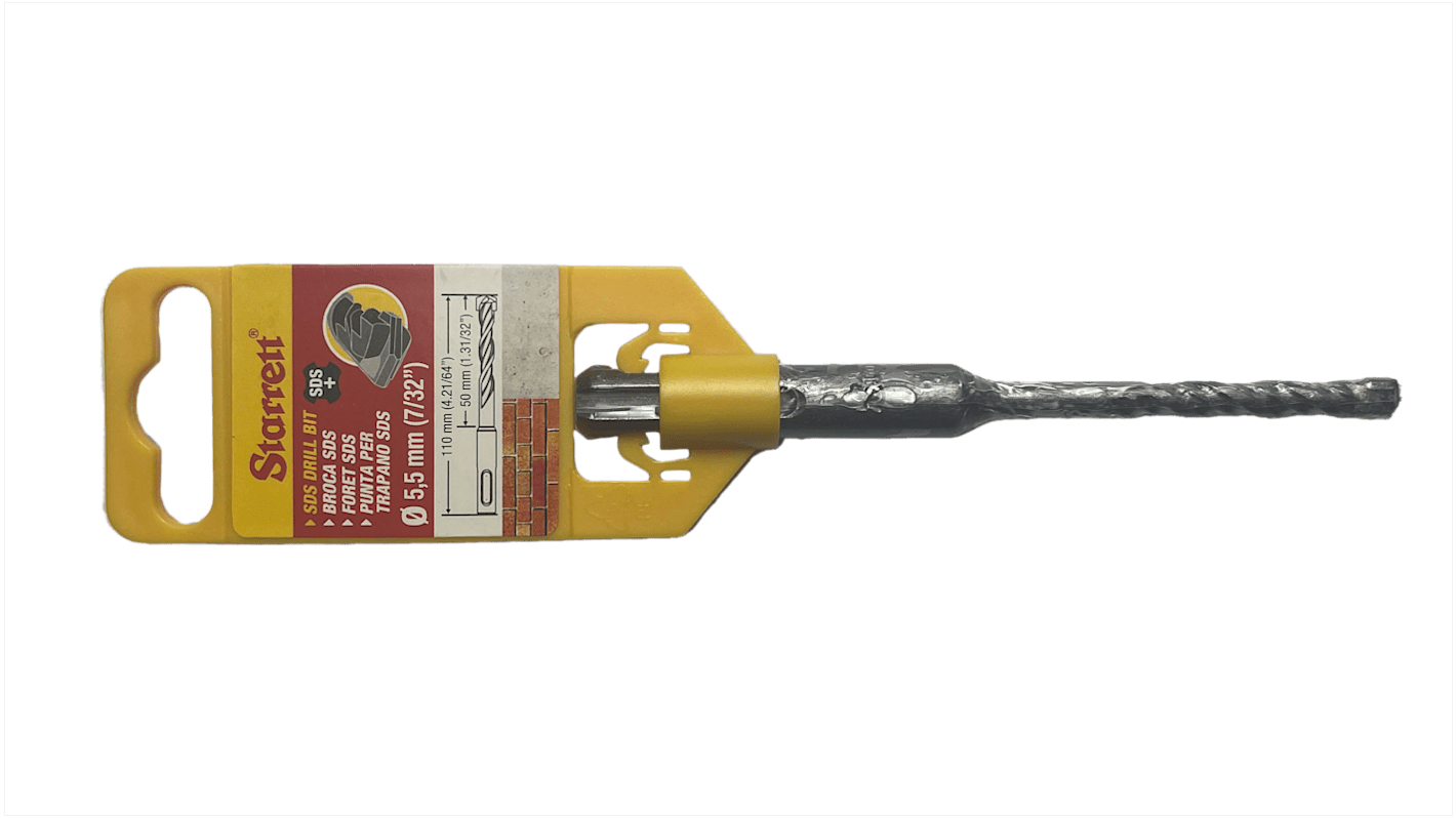 Broca SDS Plus Con Punta de Carburo Starrett, diámetro 5.5mm x 110 mm