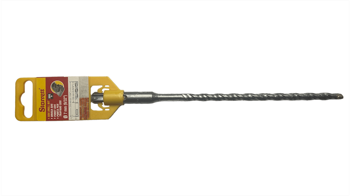 Broca SDS Plus Con Punta de Carburo Starrett, diámetro 7mm x 210 mm