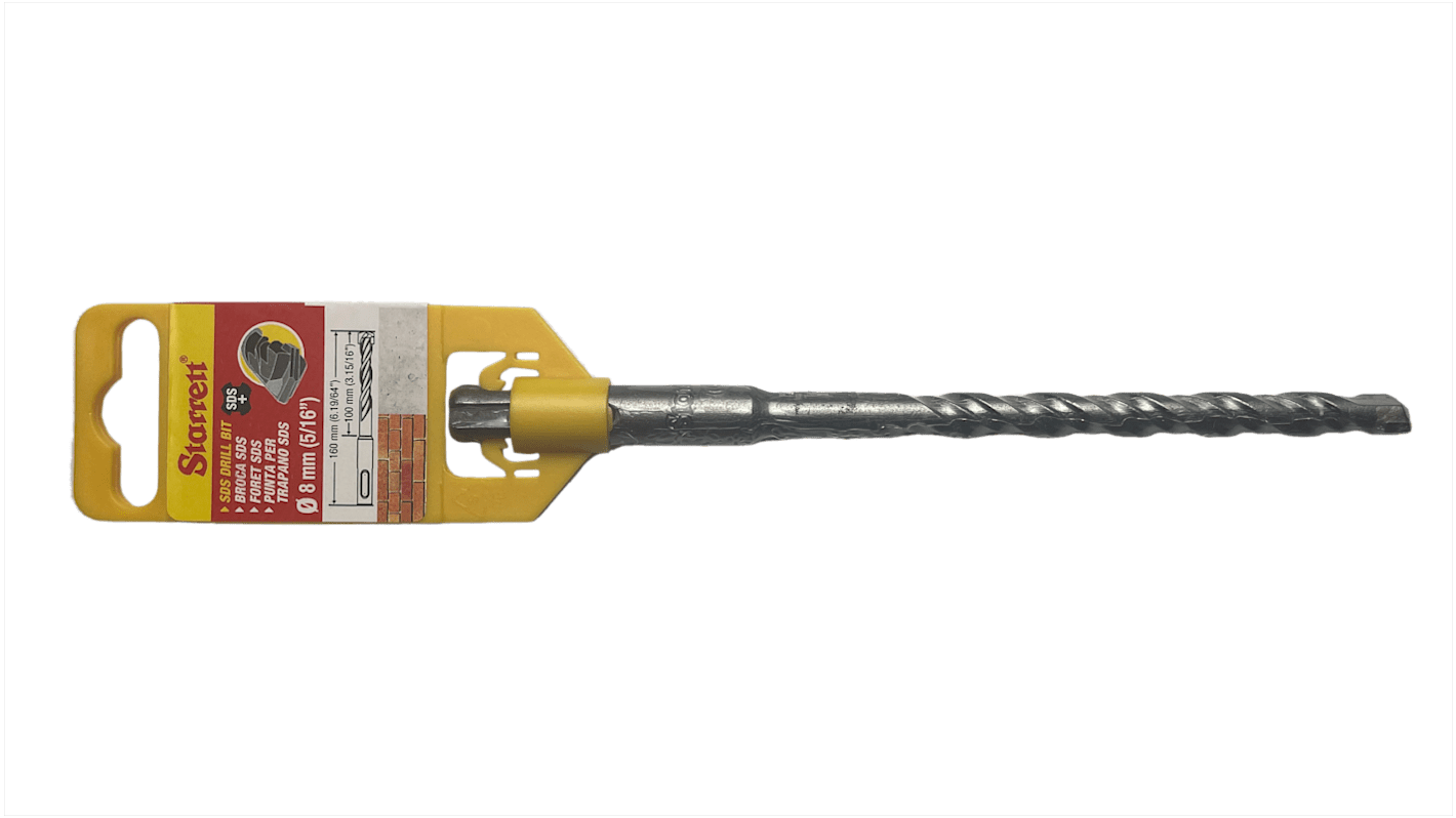 Punta per trapano SDS Plus Starrett, Punta al carburo, Ø 8mm, lunghezza 160 mm