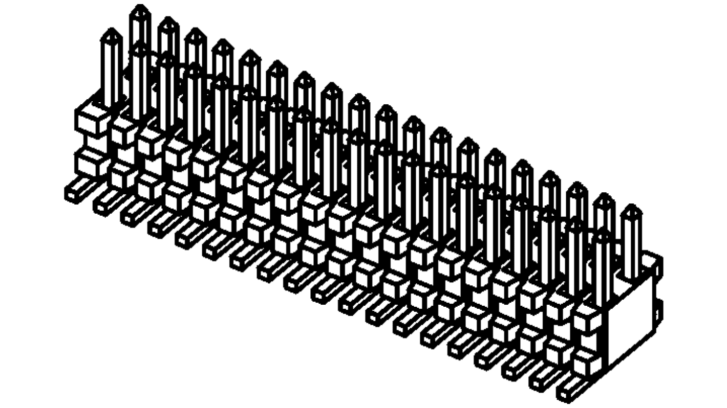 Samtec FTE Series Straight Surface Mount Pin Header, 50 Contact(s), 0.8mm Pitch, 2 Row(s), Unshrouded