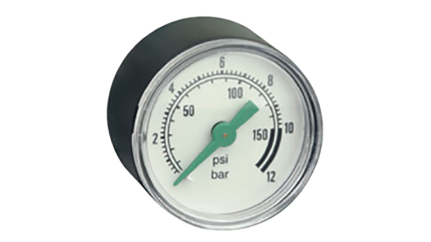 EMERSON ASCO Analogue Pressure Gauge 10bar Back Entry, 34300014, 0psi