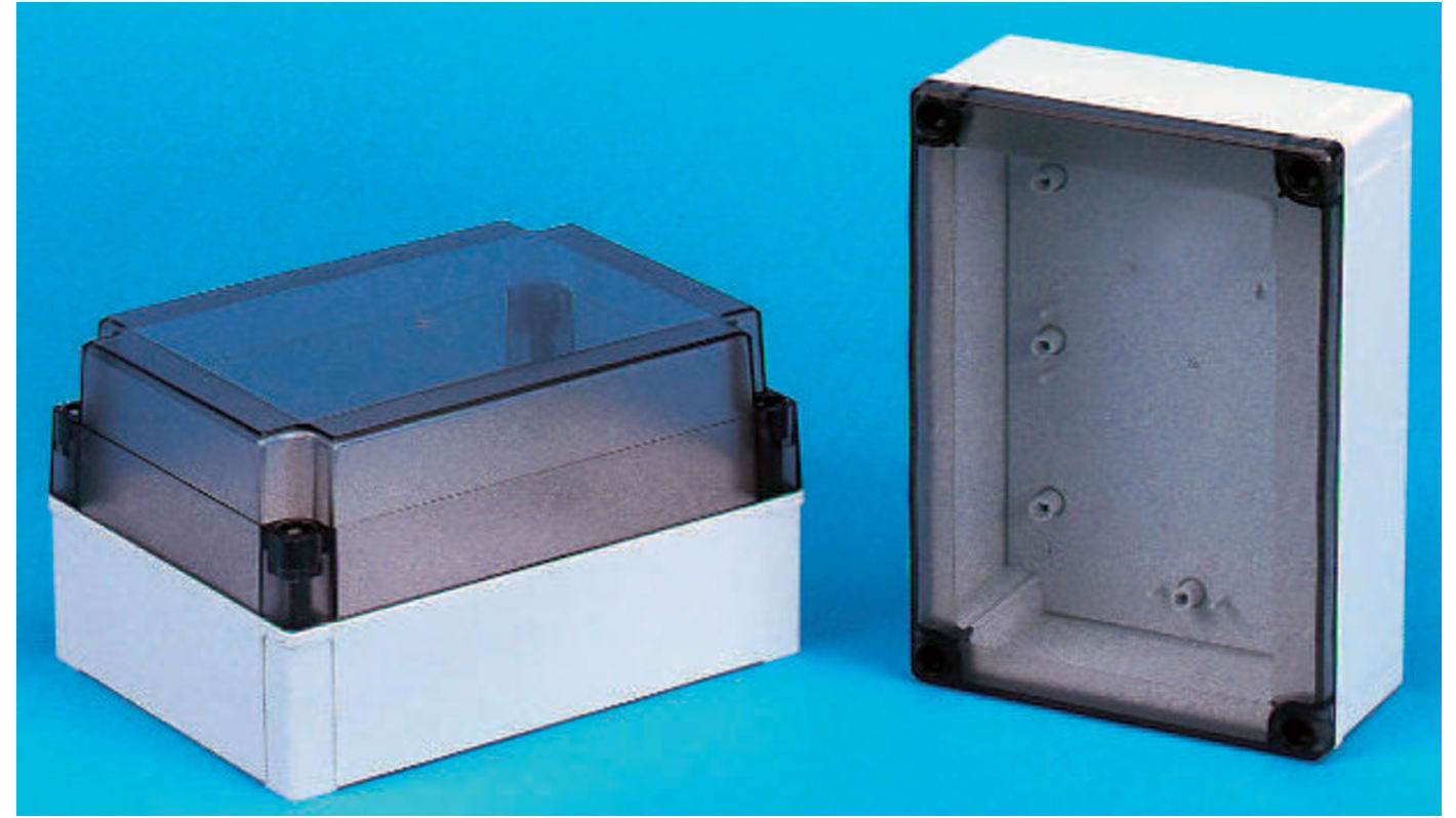 Fibox MNX Series Grey Polycarbonate Enclosure, IP66, IP67, Smoked Transparent Lid, 130.1 x 80.1 x 60mm