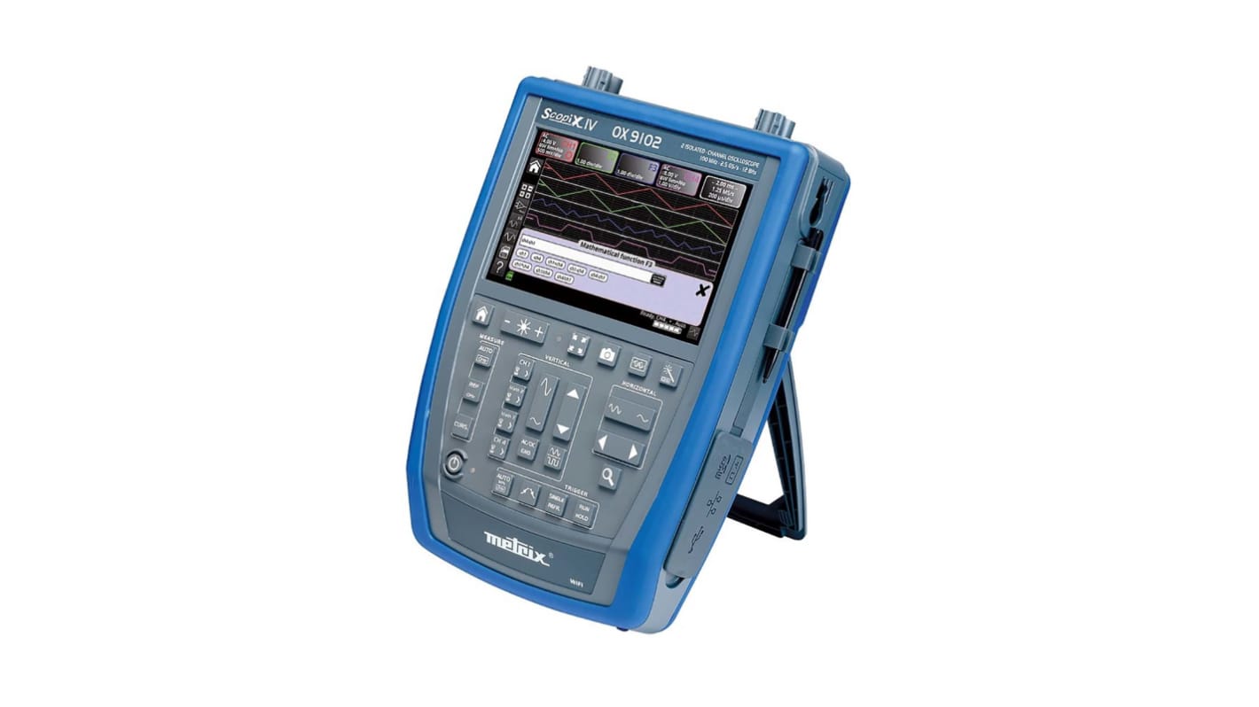Metrix OX9102 SCOPIX IV Series Digital Handheld Oscilloscope, 2 Analogue Channels, 100MHz - RS Calibrated