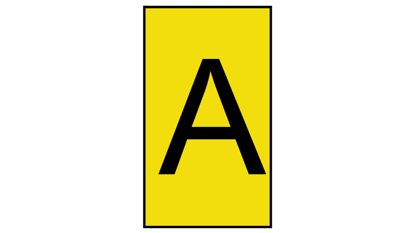 HellermannTyton Ovalgrip Slide On Cable Markers, Black on Yellow, Pre-printed "A", 1.7 → 3.6mm Cable