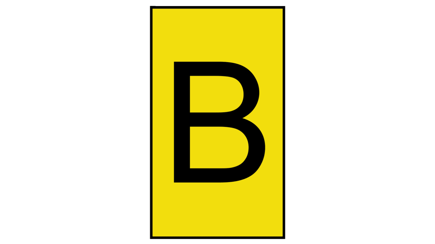 HellermannTyton Ovalgrip Slide On Cable Markers, Black on Yellow, Pre-printed "B", 1.7 → 3.6mm Cable