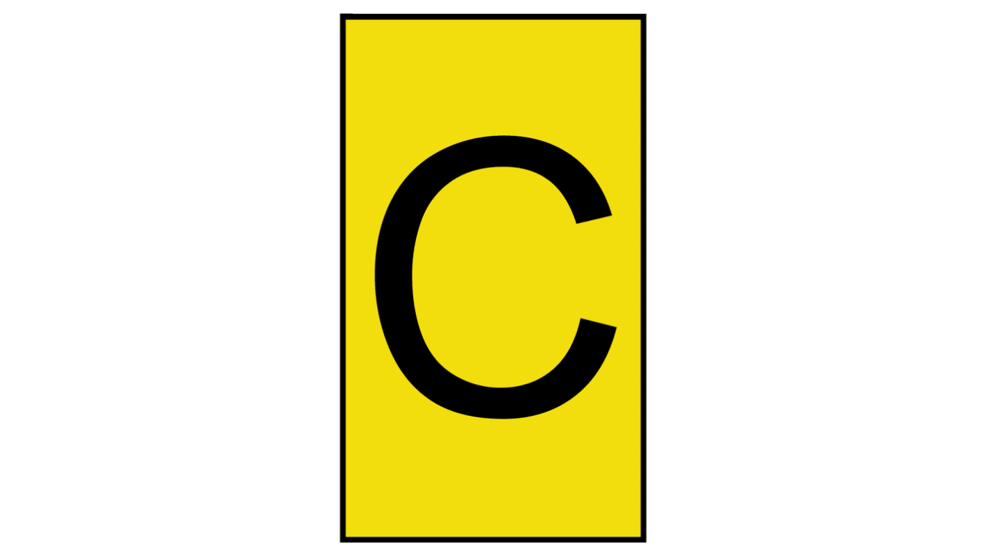 HellermannTyton Ovalgrip Slide On Cable Markers, Black on Yellow, Pre-printed "C", 1.7 → 3.6mm Cable