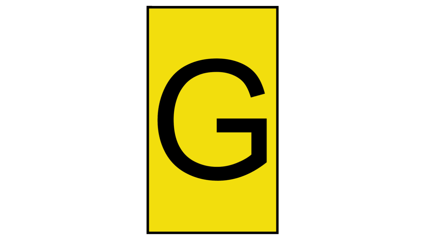 HellermannTyton Ovalgrip Slide On Cable Markers, Black on Yellow, Pre-printed "G", 1.7 → 3.6mm Cable