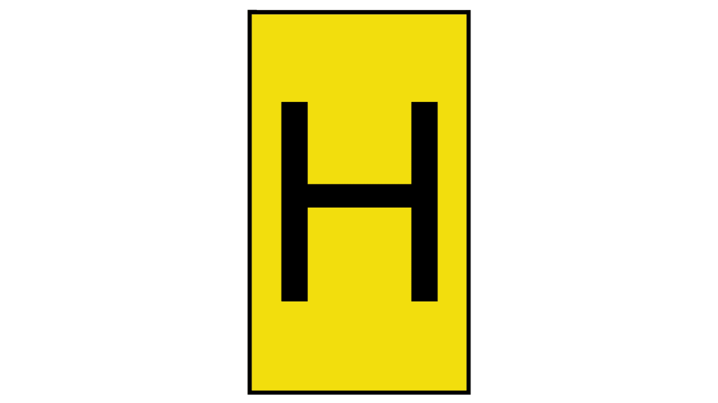 HellermannTyton Ovalgrip Slide On Cable Markers, Black on Yellow, Pre-printed "H", 1.7 → 3.6mm Cable