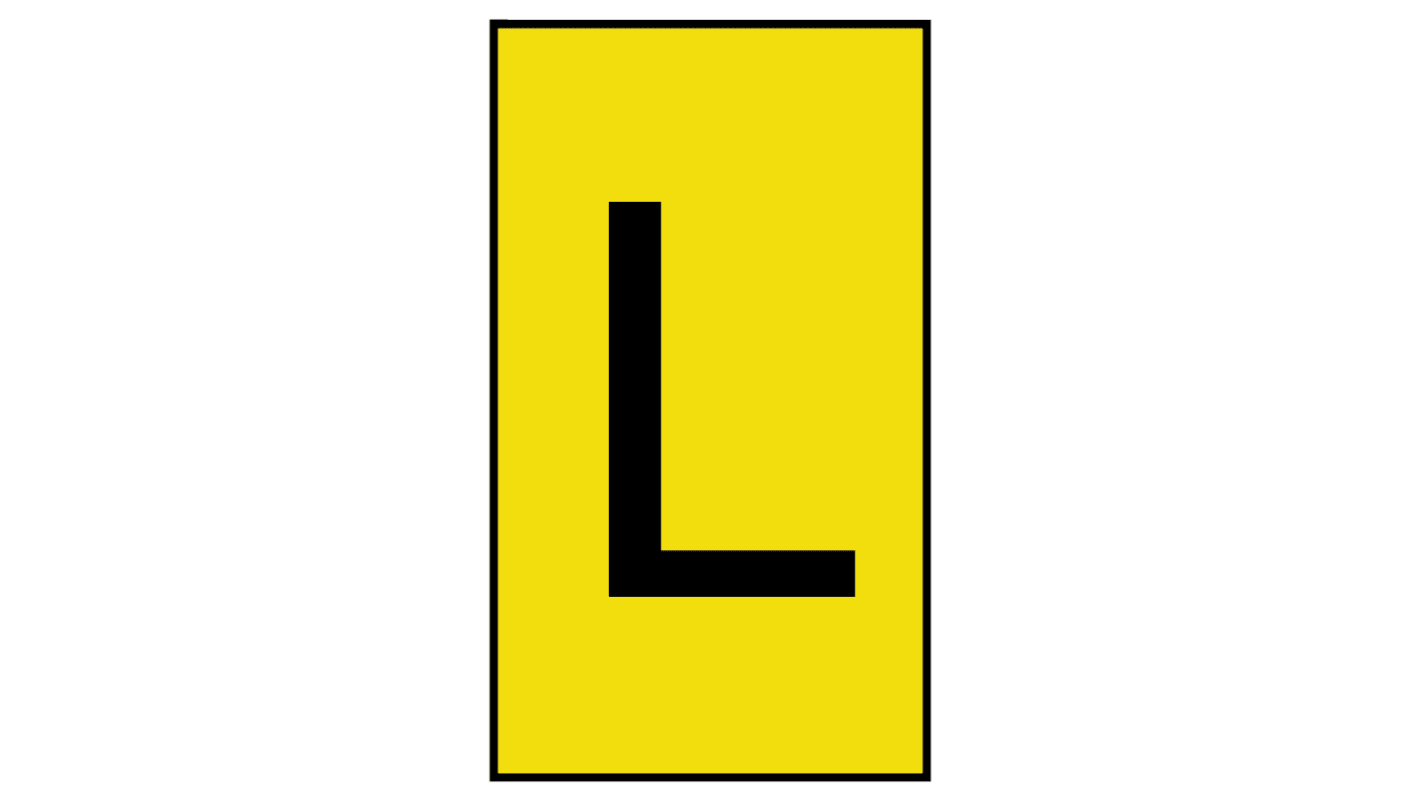 HellermannTyton Ovalgrip Slide On Cable Markers, Black on Yellow, Pre-printed "L", 1.7 → 3.6mm Cable