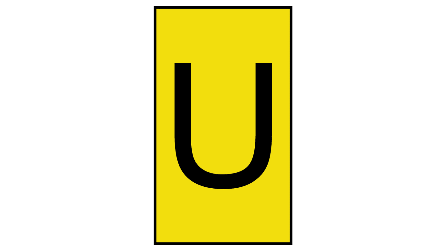 HellermannTyton Ovalgrip Kabel-Markierer, aufsteckbar, Beschriftung: U, Schwarz auf Gelb, Ø 1.7mm - 3.6mm, 5mm x