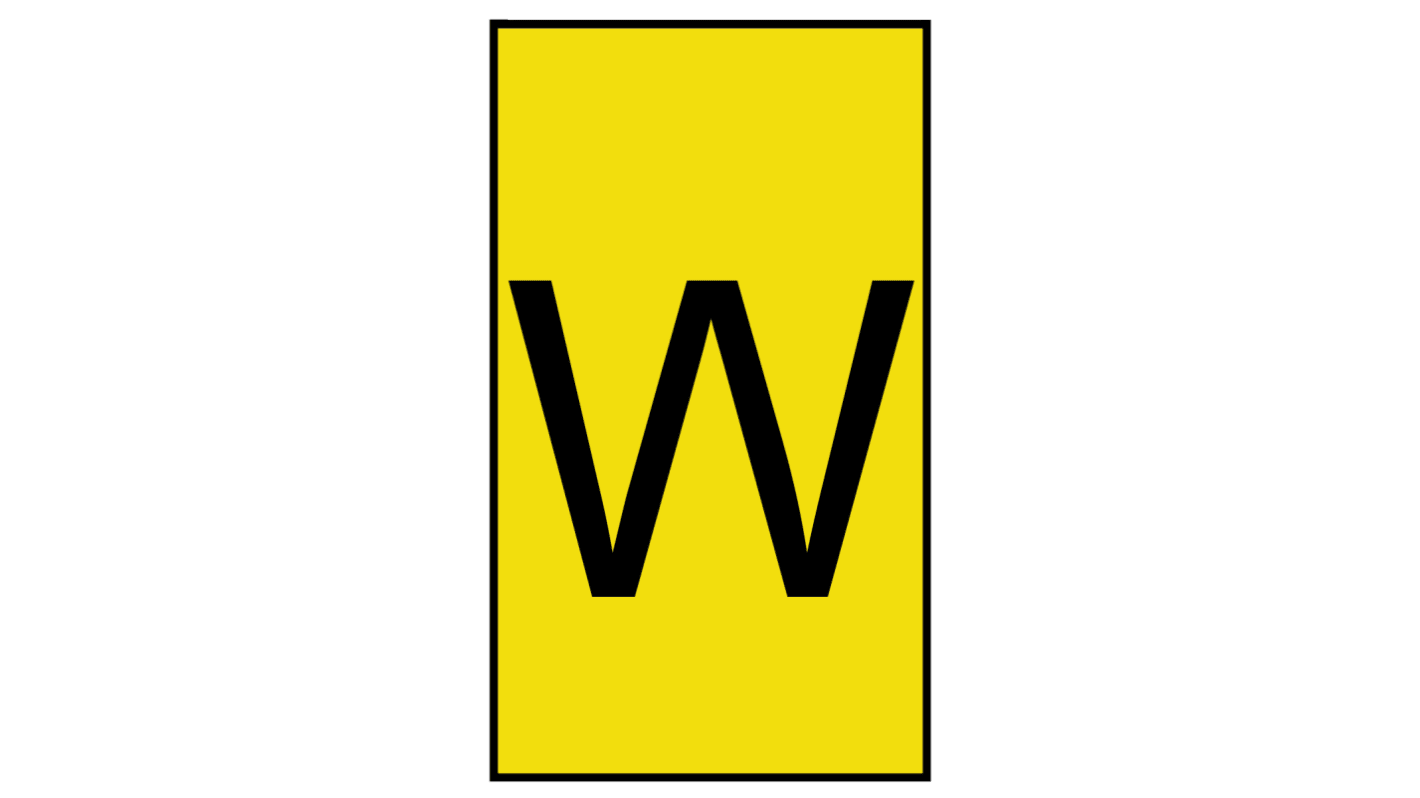 HellermannTyton Ovalgrip Slide On Cable Markers, Black on Yellow, Pre-printed "W", 1.7 → 3.6mm Cable