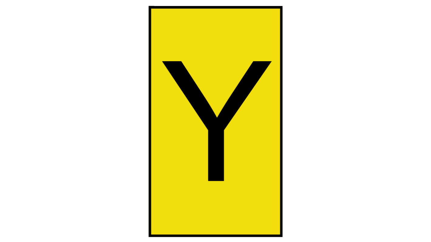 HellermannTyton Ovalgrip Slide On Cable Markers, Black on Yellow, Pre-printed "Y", 1.7 → 3.6mm Cable