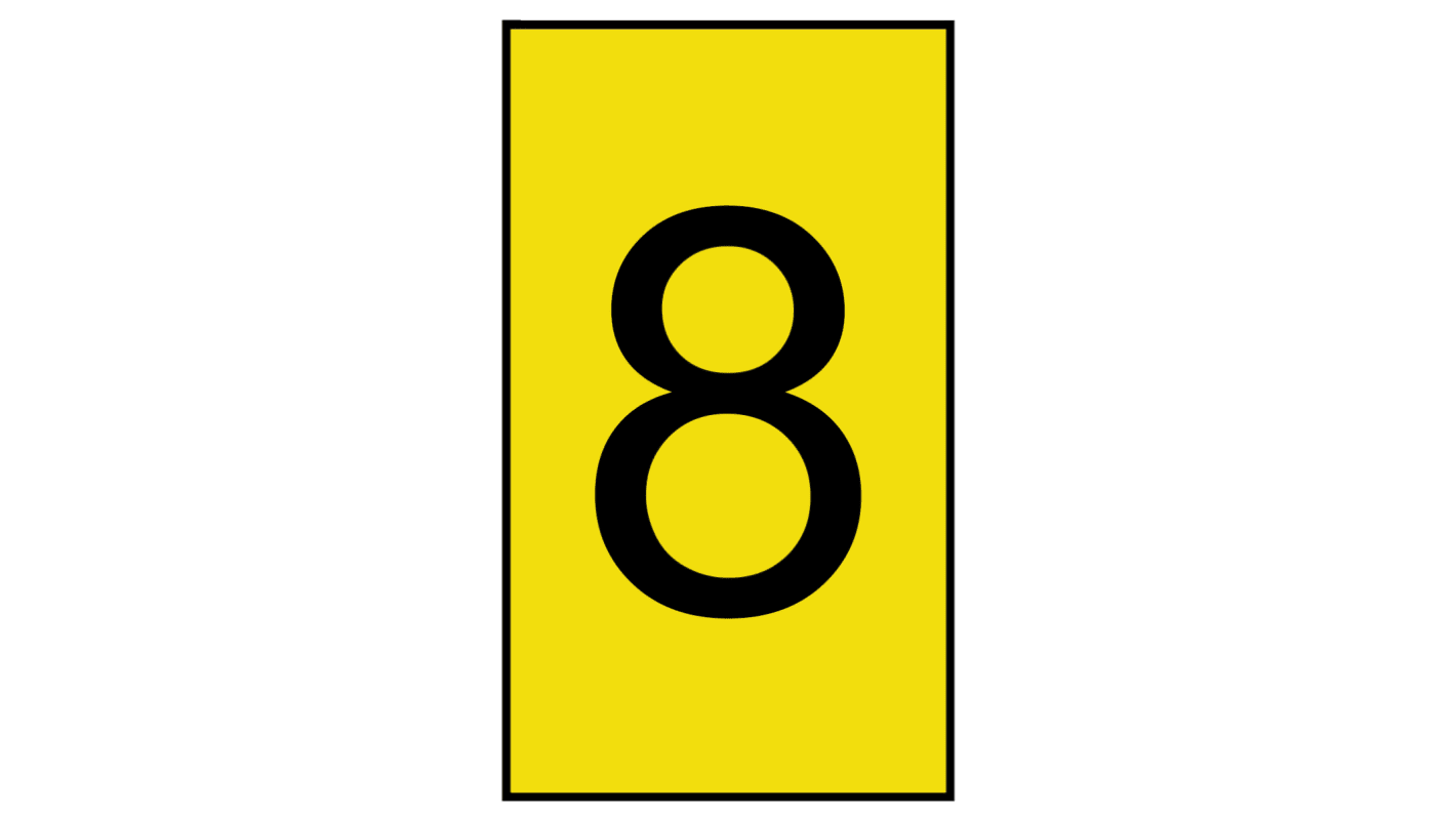 HellermannTyton Ovalgrip Slide On Cable Markers, Black on Yellow, Pre-printed "8", 2.5 → 6mm Cable
