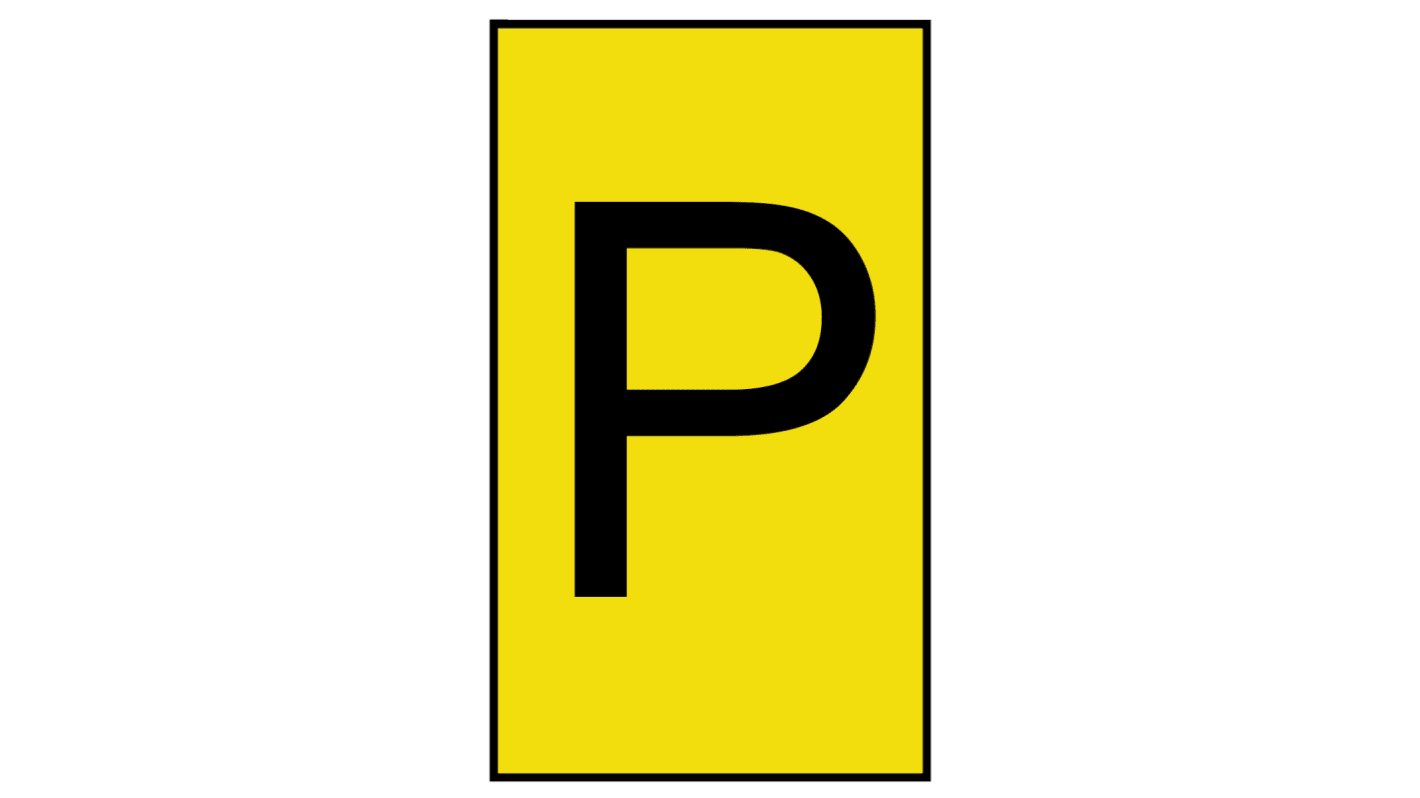 HellermannTyton Ovalgrip Slide On Cable Markers, Black on Yellow, Pre-printed "P", 2.5 → 6mm Cable