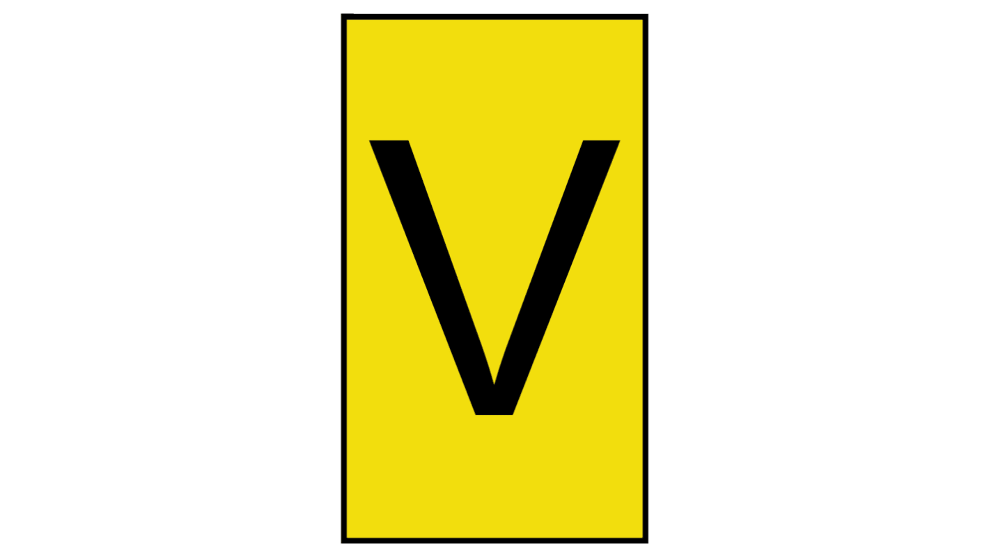 HellermannTyton Ovalgrip Slide On Cable Markers, Black on Yellow, Pre-printed "V", 2.5 → 6mm Cable