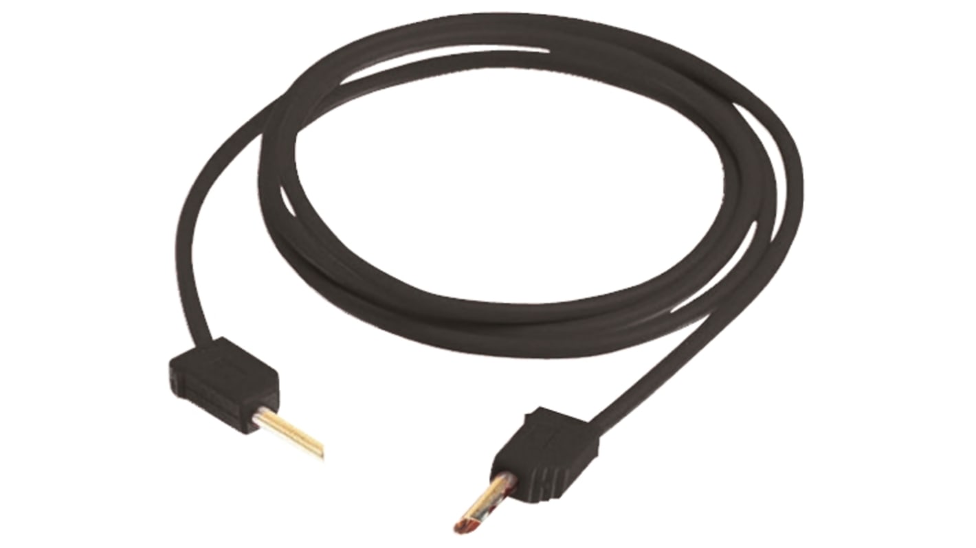 Staubli 2 mm Connector Test Lead, 10A, 30 V ac, 60V dc, Black, 600mm Lead Length