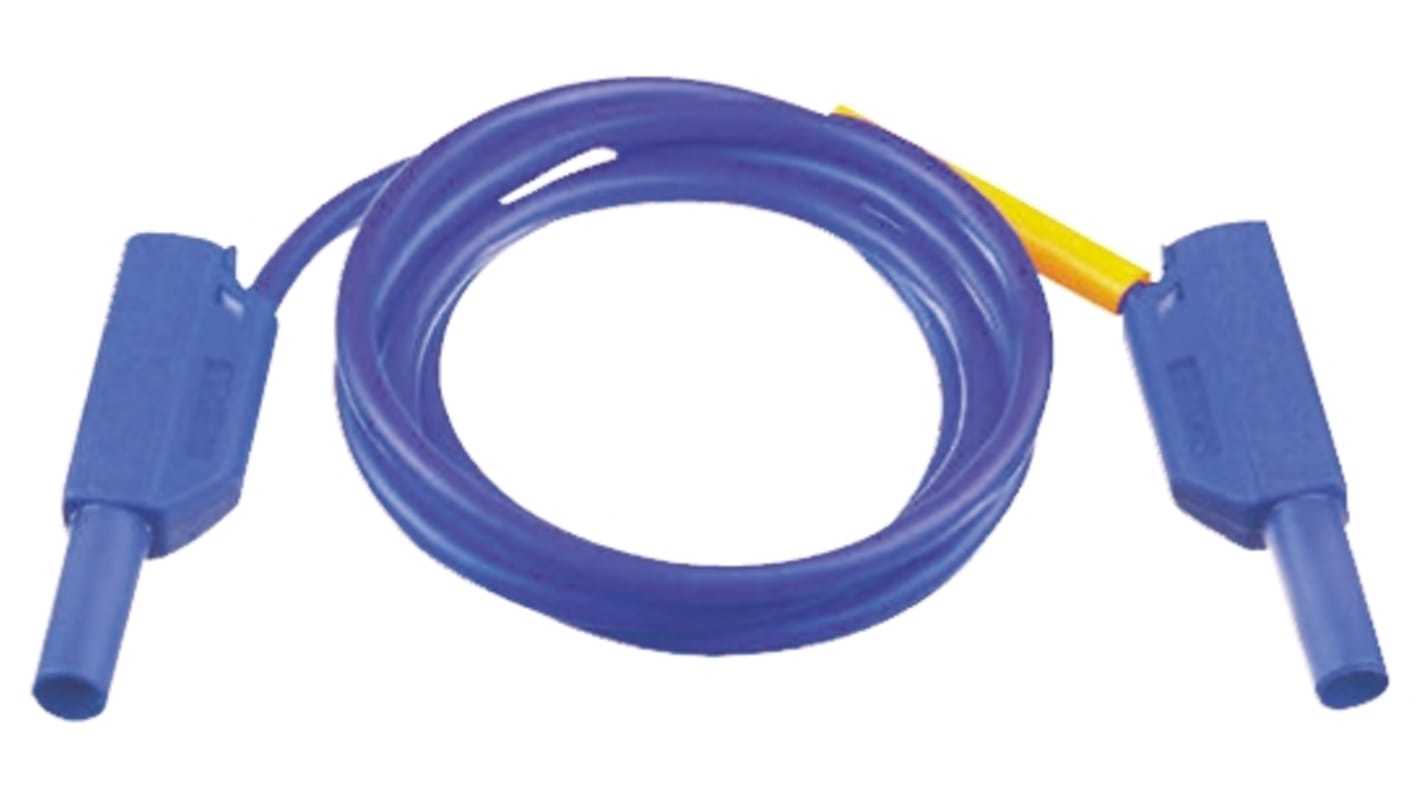 Staubli Messleitung 4mm Stecker / Stecker, Blau PVC-isoliert 1m, 1 kV / 32A CAT II 1000V