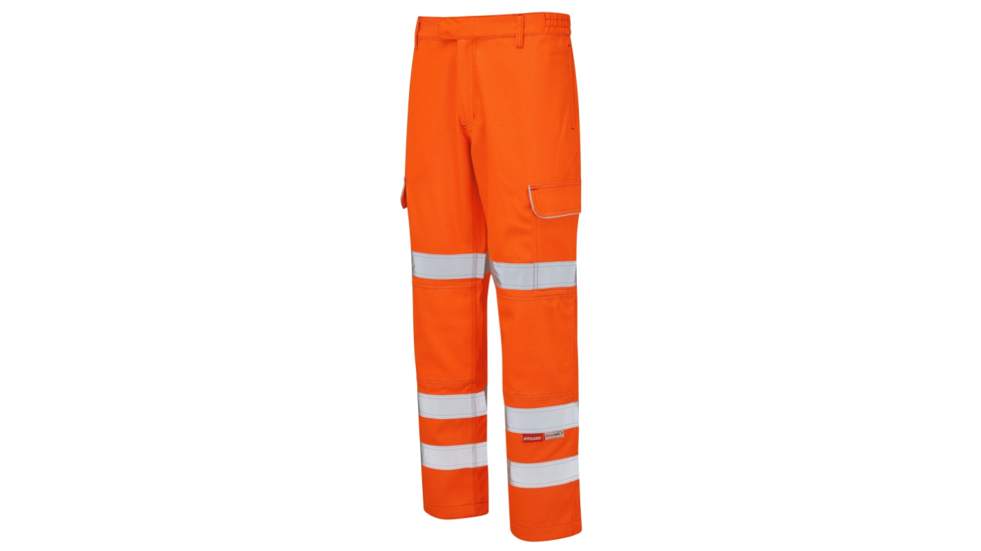 Praybourne PRARC07 Orange Fire Retardant Hi Vis Trousers, 30in Waist Size