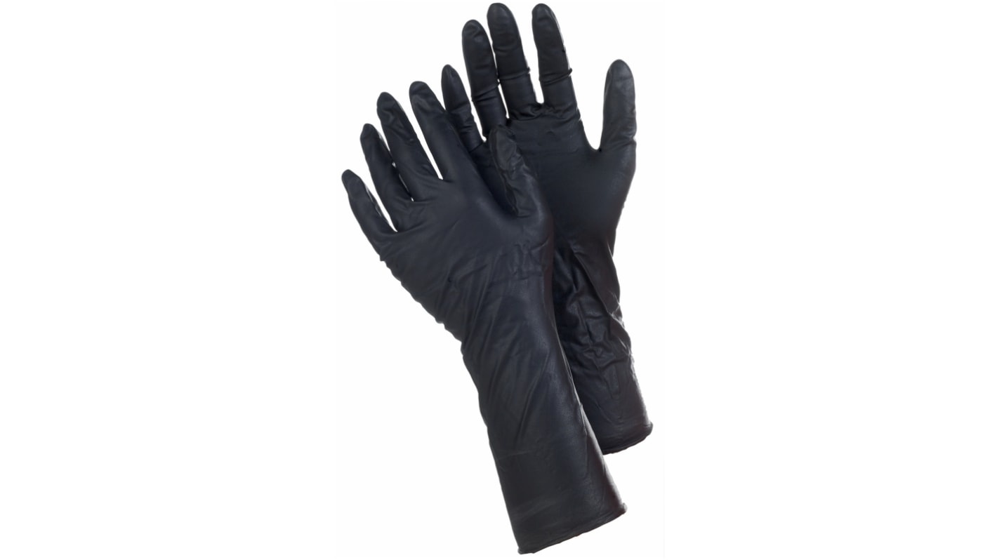 Jalas Tegera 849 Black Powder-Free Nitrile Disposable Gloves, Size L, Food Safe, 25Pairs per Pack