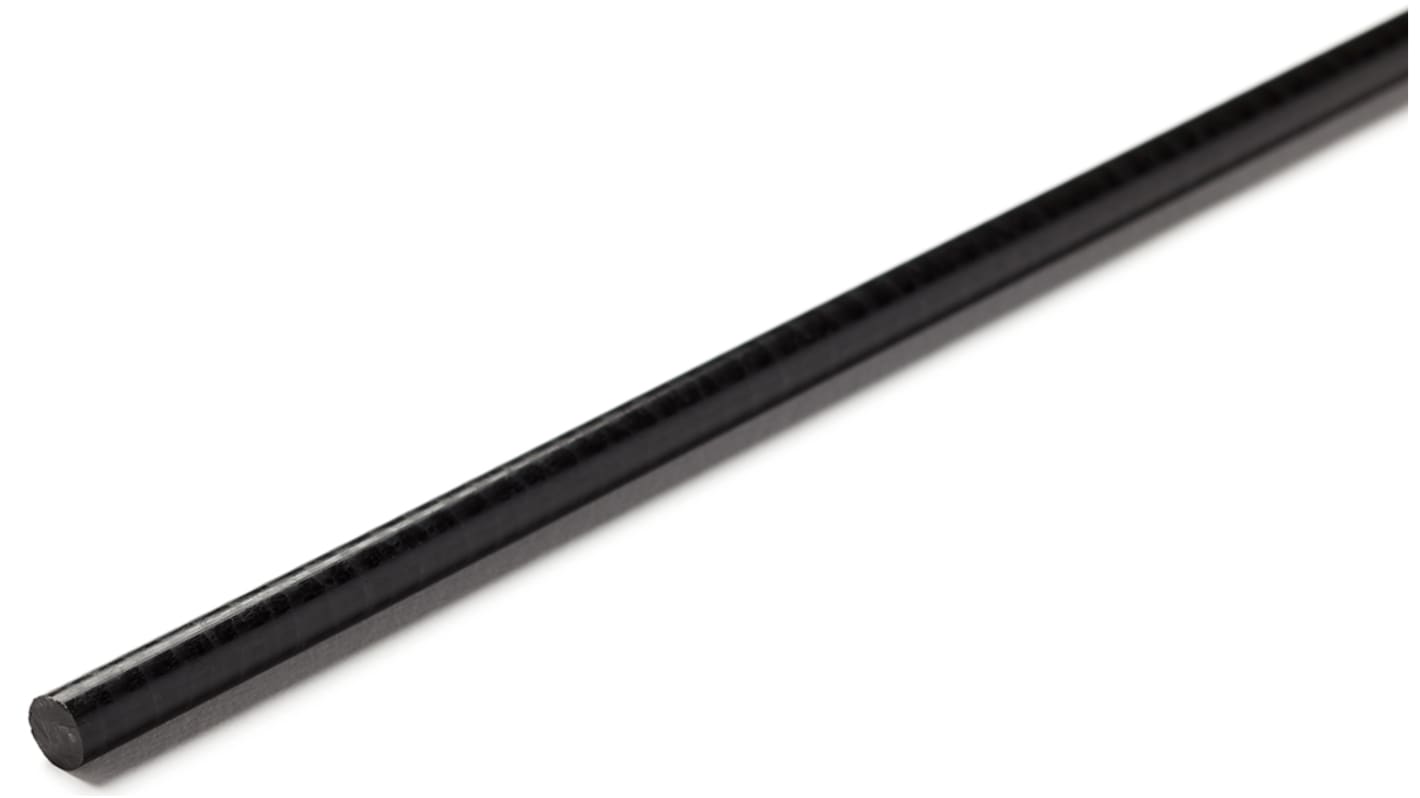 RS PRO Black Acetal Rod, 1m x 16mm Diameter