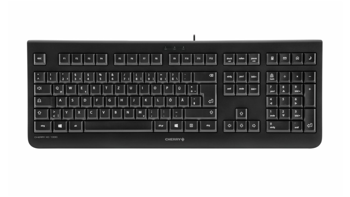 Cherry JG-08 Wired USB Trackball Keyboard, QWERTY (Italy), Black