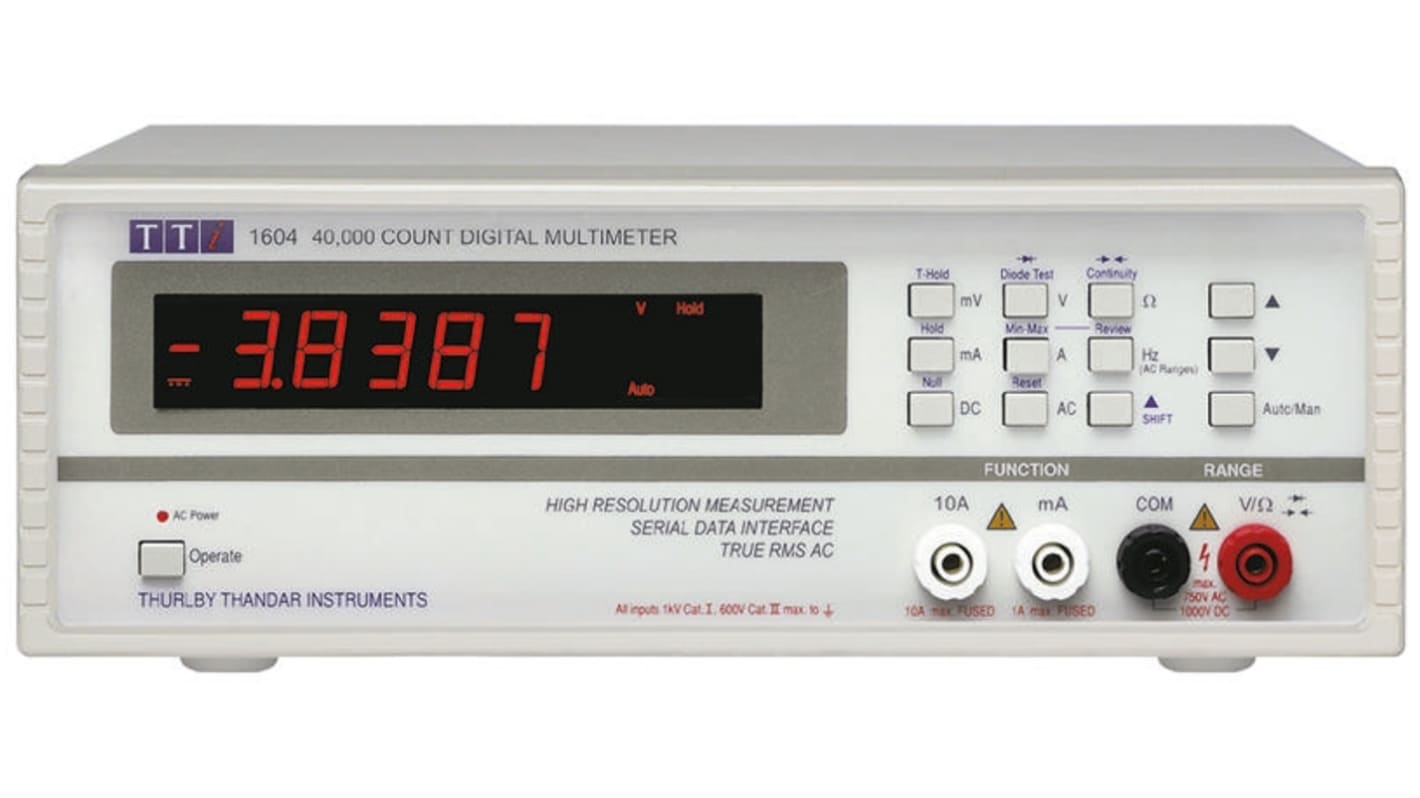 Aim-TTi 1604 Bench Digital Multimeter, True RMS, 10A ac Max, 10A dc Max, 750V ac Max - UKAS Calibrated